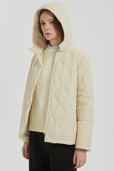 Orolay Quilted Down Jacket Lightweight Hooded #color_Beige