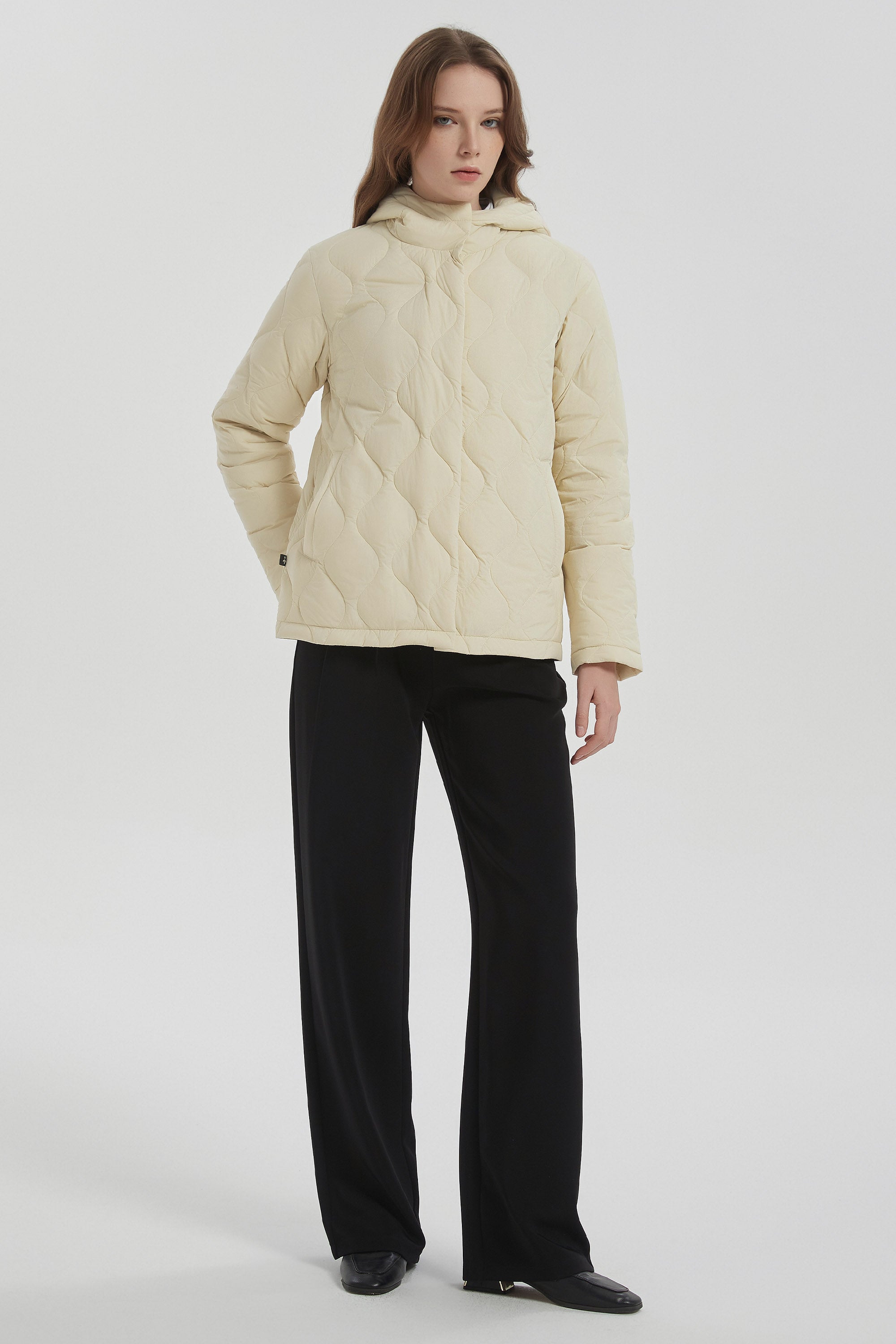 Orolay Quilted Down Jacket Lightweight Hooded #color_Beige