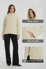 Orolay Quilted Down Jacket Lightweight Hooded #color_Beige