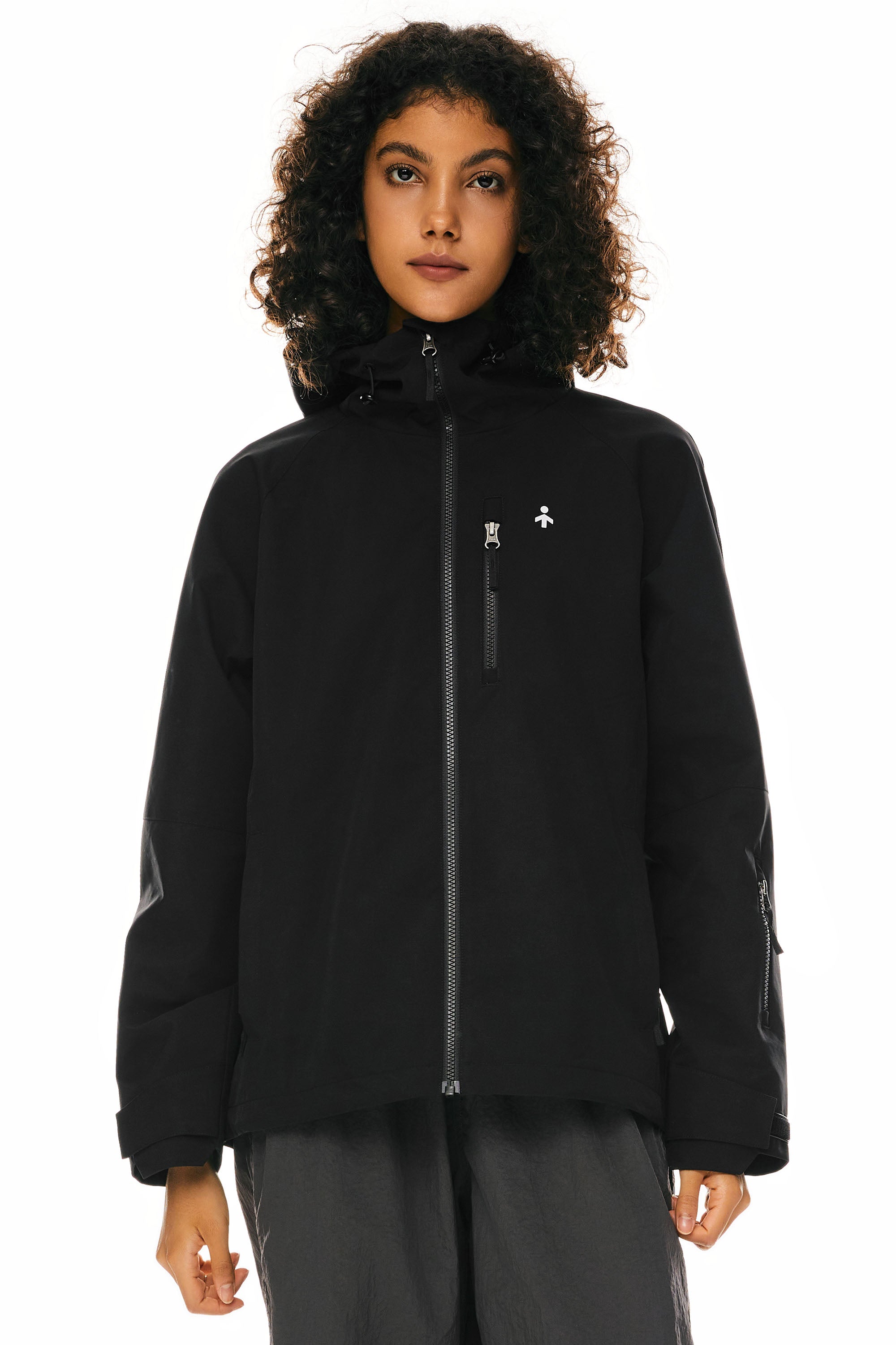 OROLAY Zip Up Rain Jacket Lightweight Hooded Windbreaker #color_black