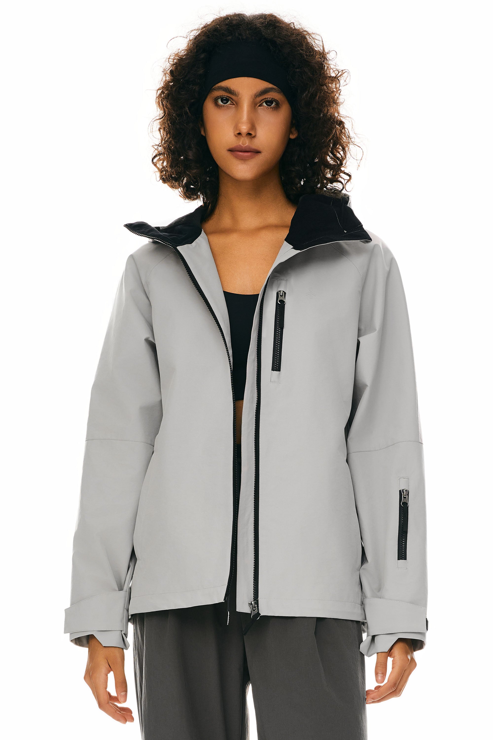 OROLAY Zip Up Rain Jacket Lightweight Hooded Windbreaker #color_gray