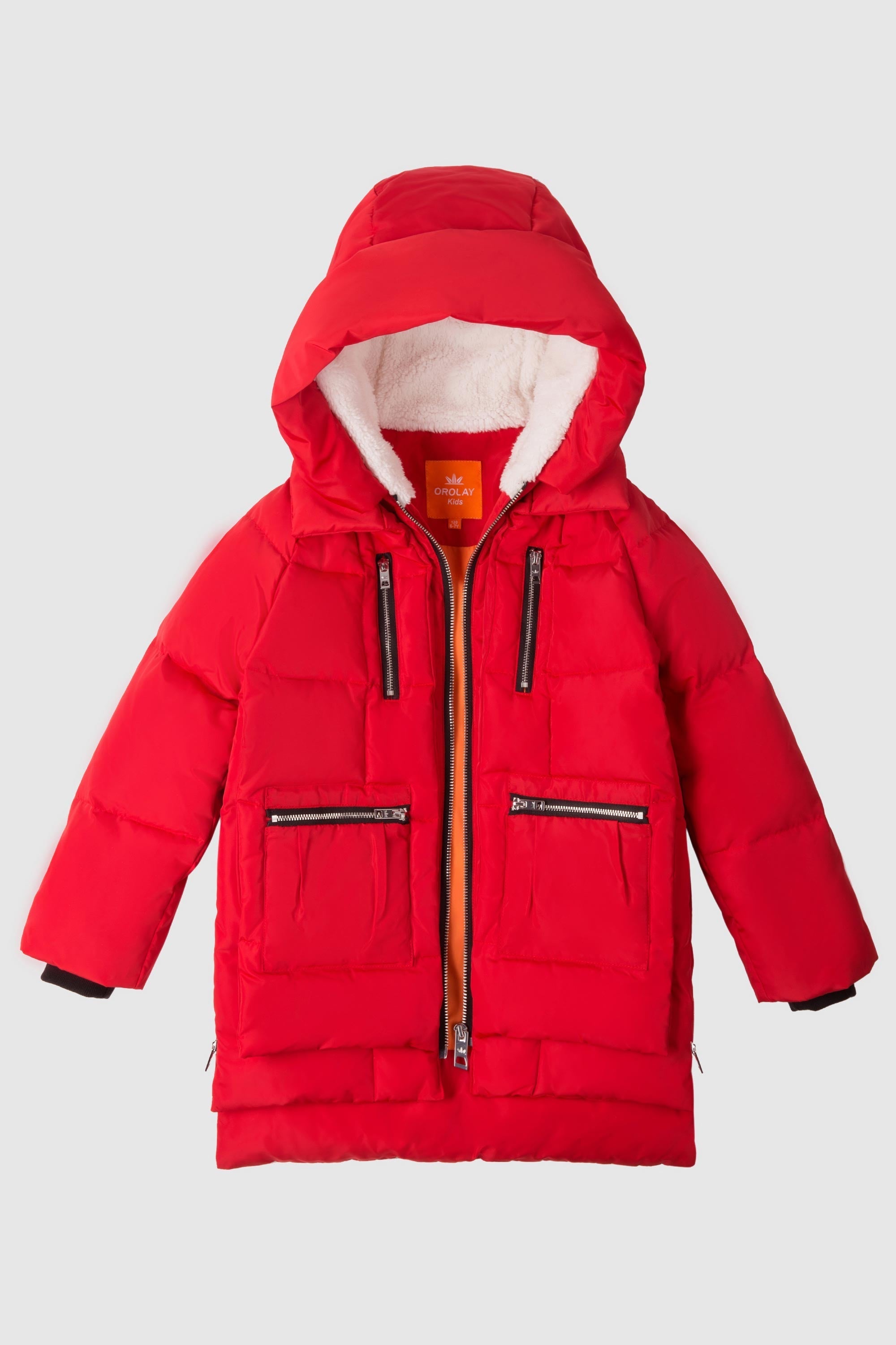 Orolay 092 Classics Kids Thickened Hooded Down Coat #color_Red