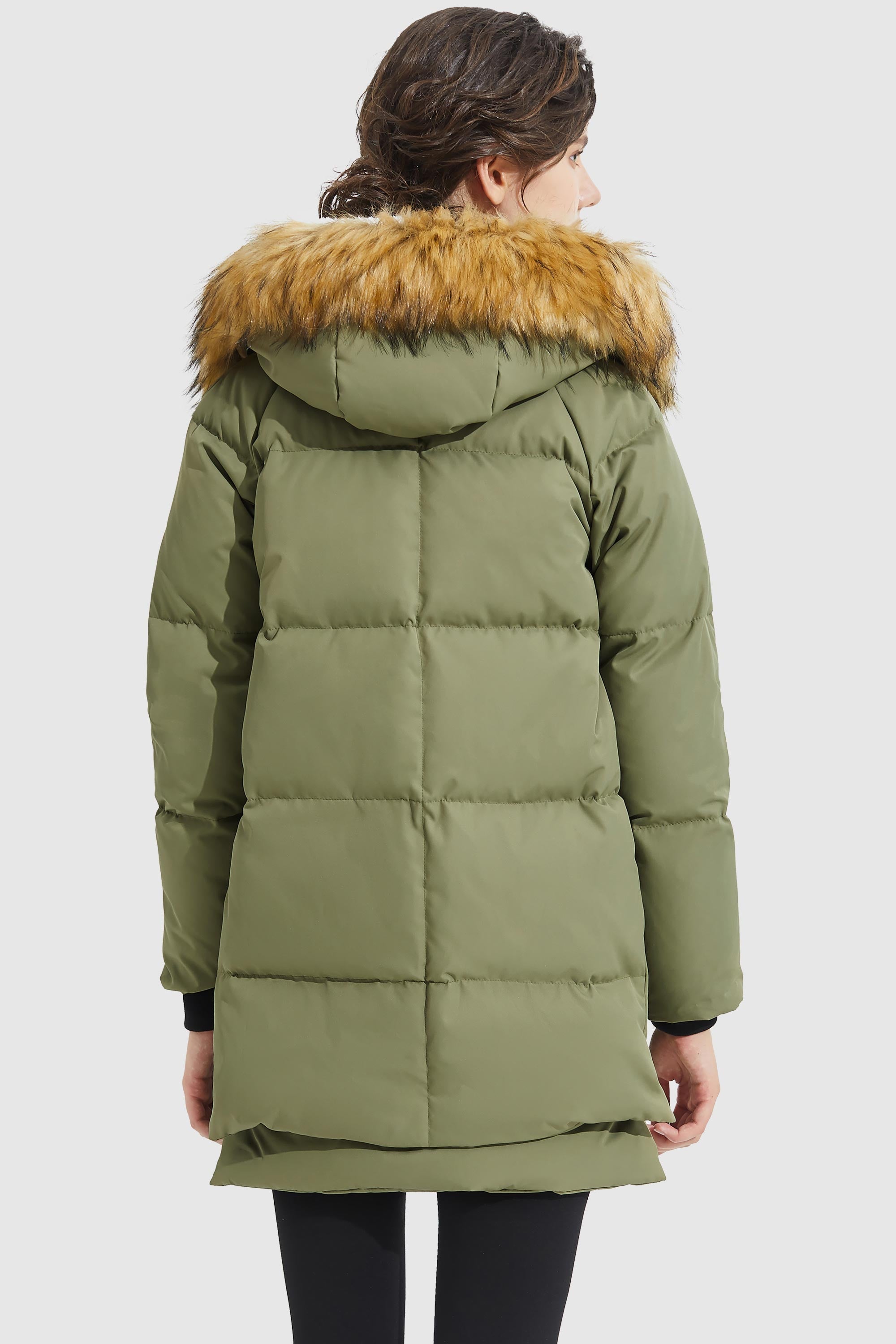 Orolay-092 Classics Thickened Down Jacket with Faux Fur Hood #color_green