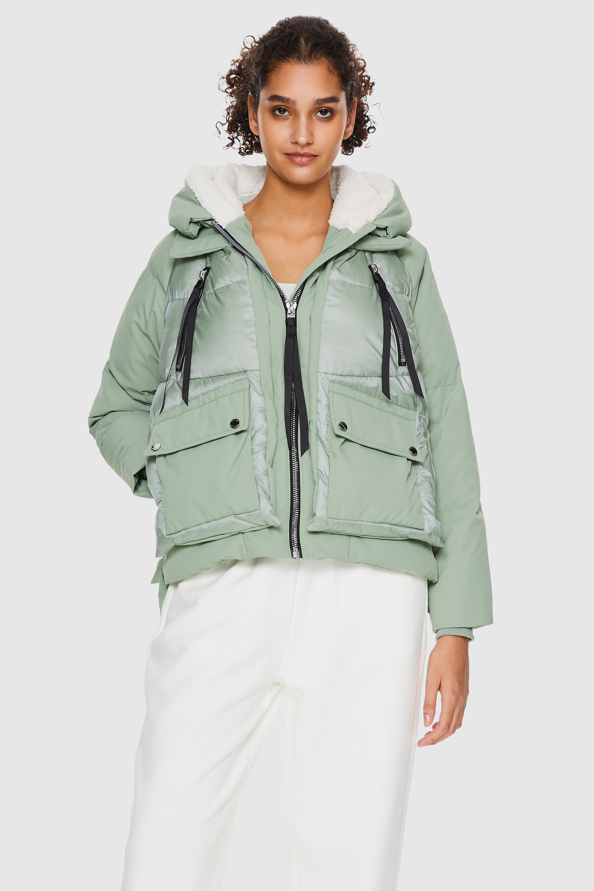 Orolay-092 Colorlay Cropped Hooded Puffer Jacket-#color_Sea Foam