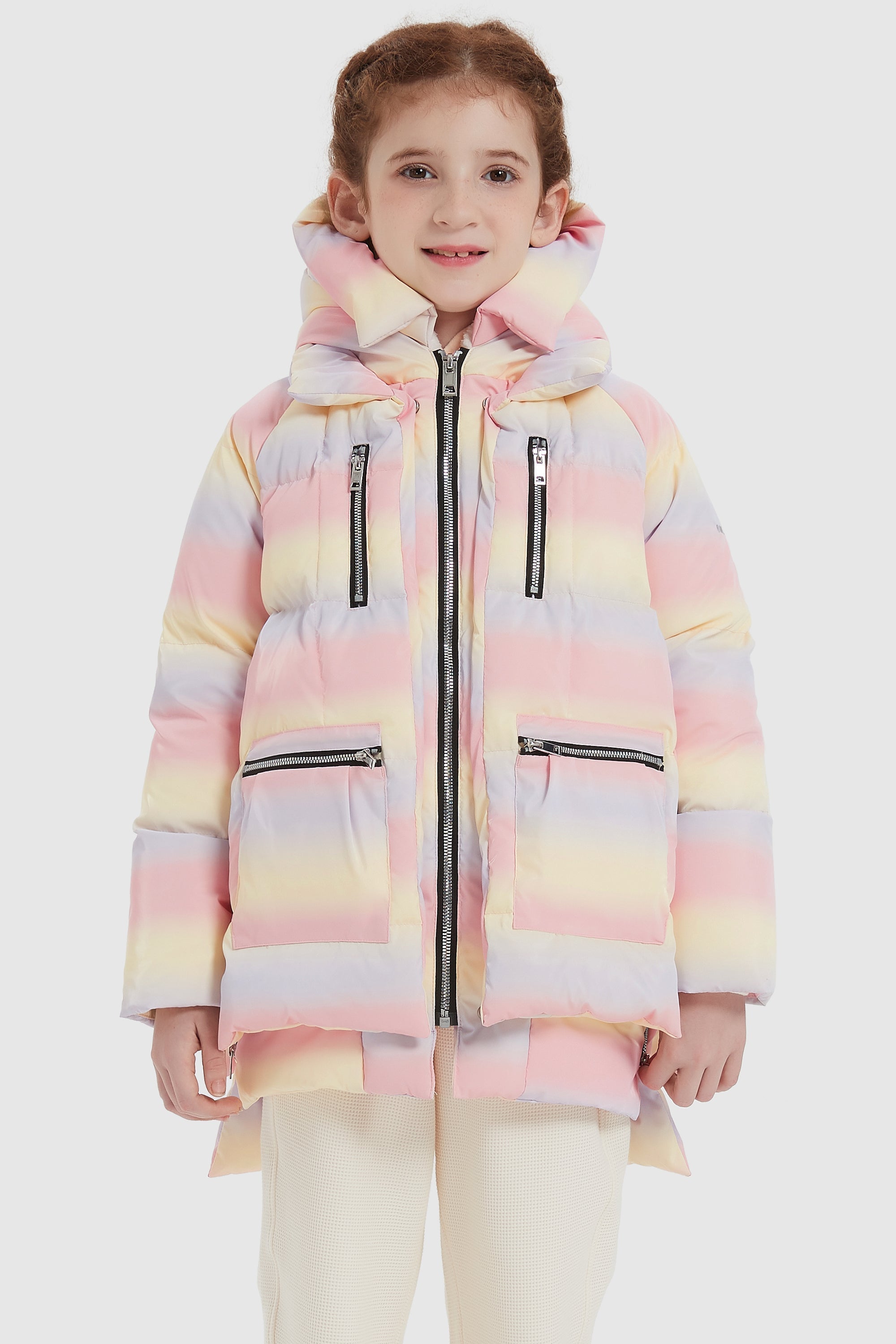 Orolay-092 Colorlay Kids Reflective Down Jacket #color_Pink