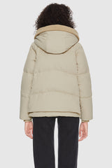 Orolay-092 Colorlay Knitted Brim Hooded Down Coat-#color_Almond Milk