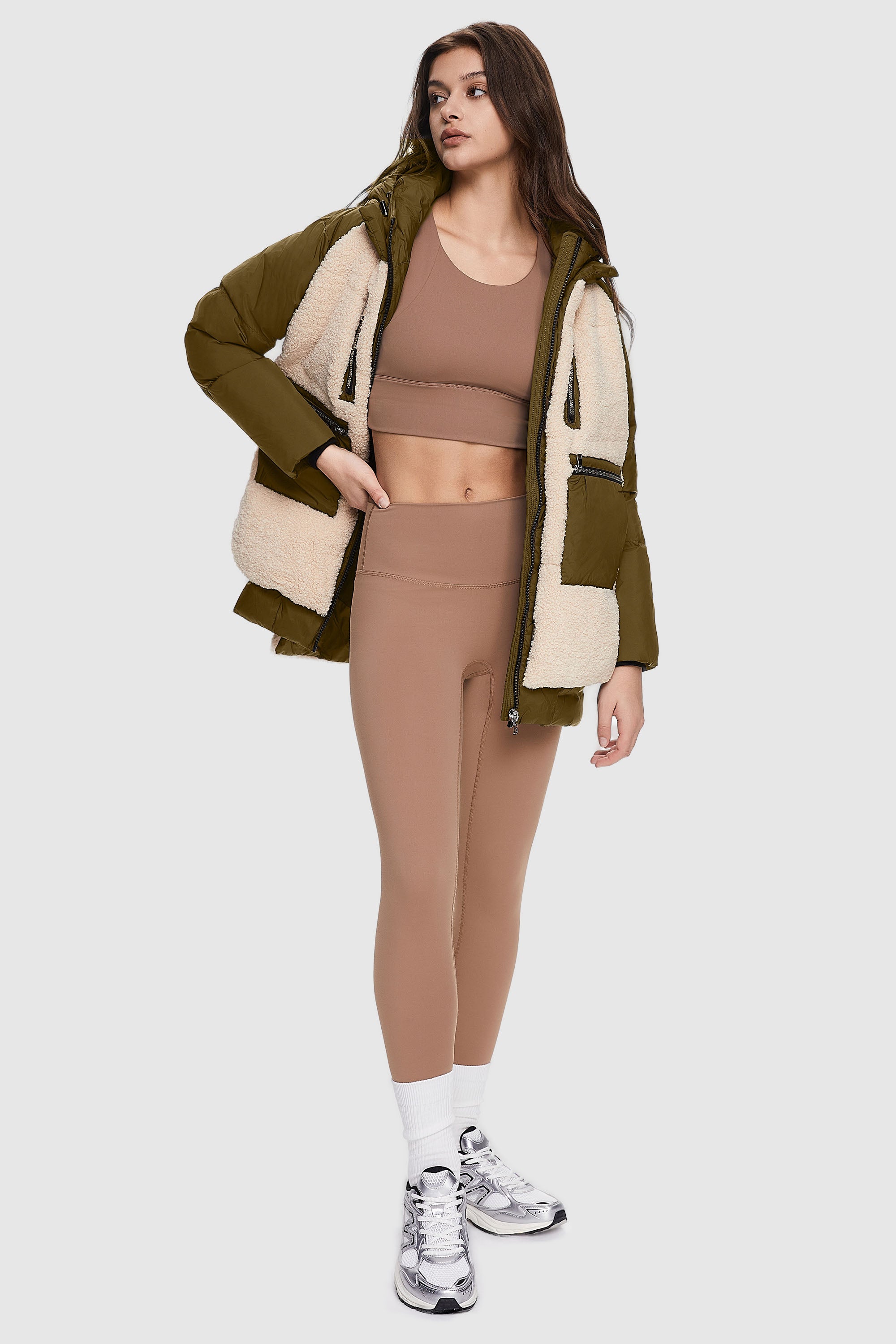 Orolay 092 O-Lab Fleece Down Puffer women #color_olive