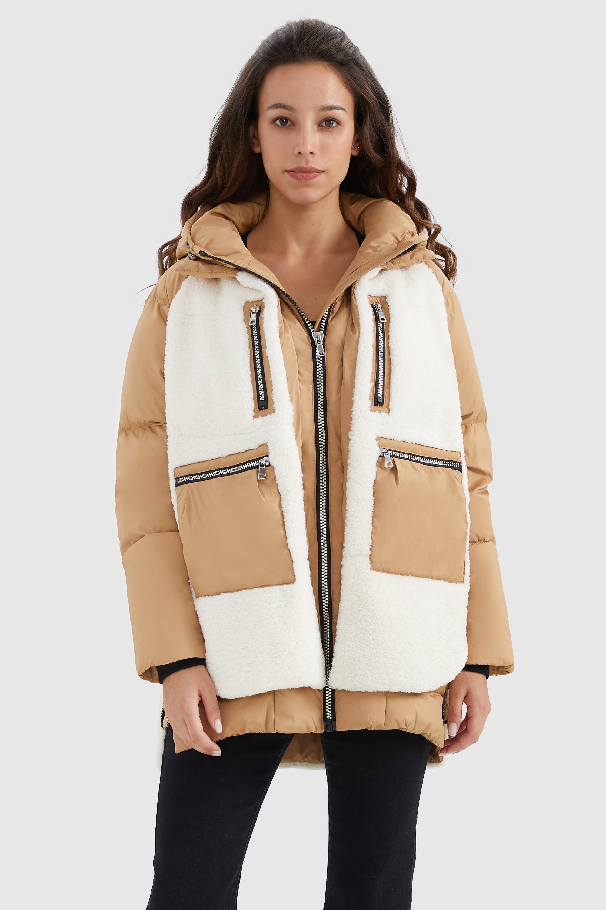 Orolay 092 O-Lab Fleece Down Puffer women #color_khaki