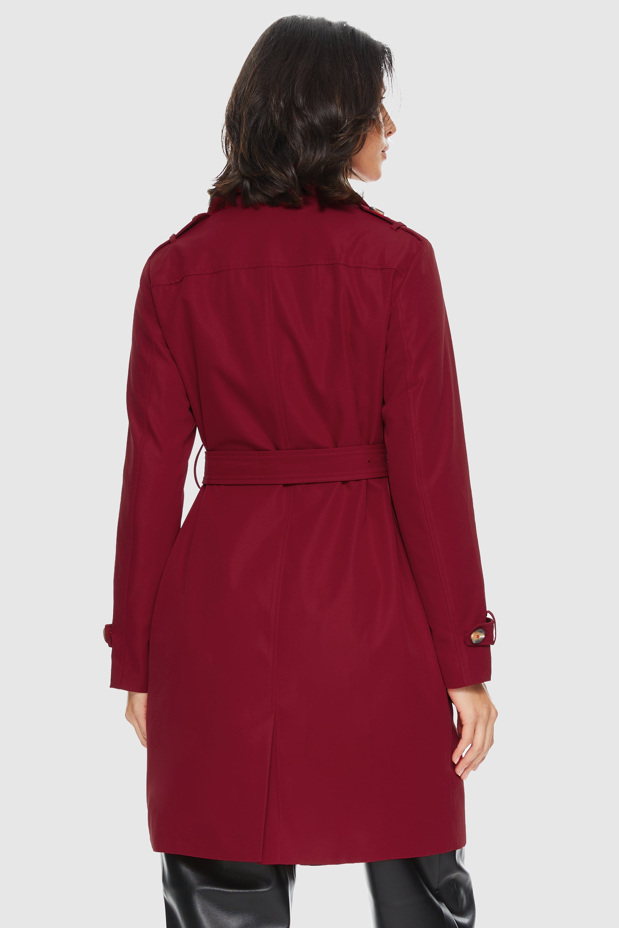 Orolay-Double-Breasted Trench-#color_Red Dahlia