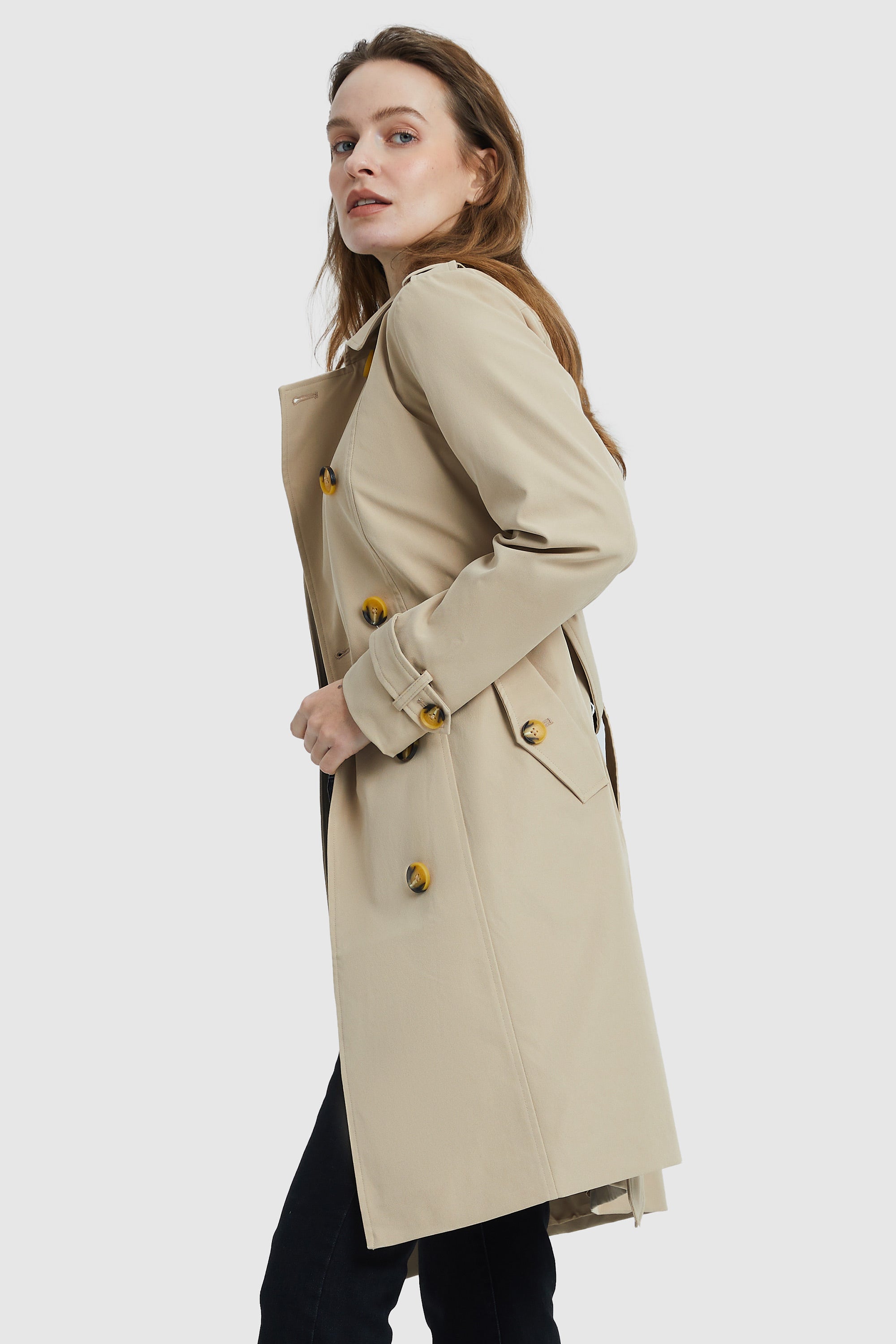 Orolay-Double-Breasted Trench-#color_Frosted Almond