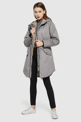 Orolay-Drawstring Waist Fleece-Lined Parka-Drawstring Waist Fleece - Lined Parka - Orolay, #color_Gray
