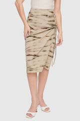 Orolay-High Waist Casual Pencil Skirt-#color_Khaki Wave