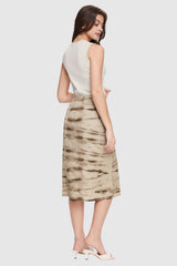 Orolay-High Waist Casual Pencil Skirt-#color_Khaki Wave