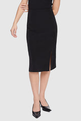 Orolay-High Waist Casual Pencil Skirt-#color_Black