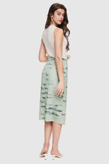 Orolay-High Waist Casual Pencil Skirt-#color_Green Wave