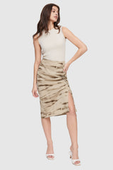 Orolay-High Waist Casual Pencil Skirt-#color_Khaki Wave