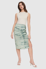 Orolay-High Waist Casual Pencil Skirt-#color_Green Wave