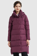 Orolay-Hooded Winter Two-Way Zipper Down Coat-Hooded Winter Two - Way Zipper Down Coat - Orolay, #color_Raspberry Coulis