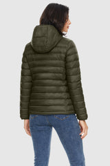 Orolay-Lightweight Packable Down Jacket with Stand Collar-#color_armygreen