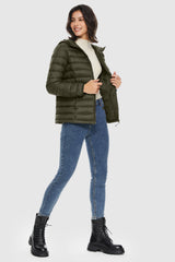 Orolay-Lightweight Packable Down Jacket with Stand Collar-#color_armygreen