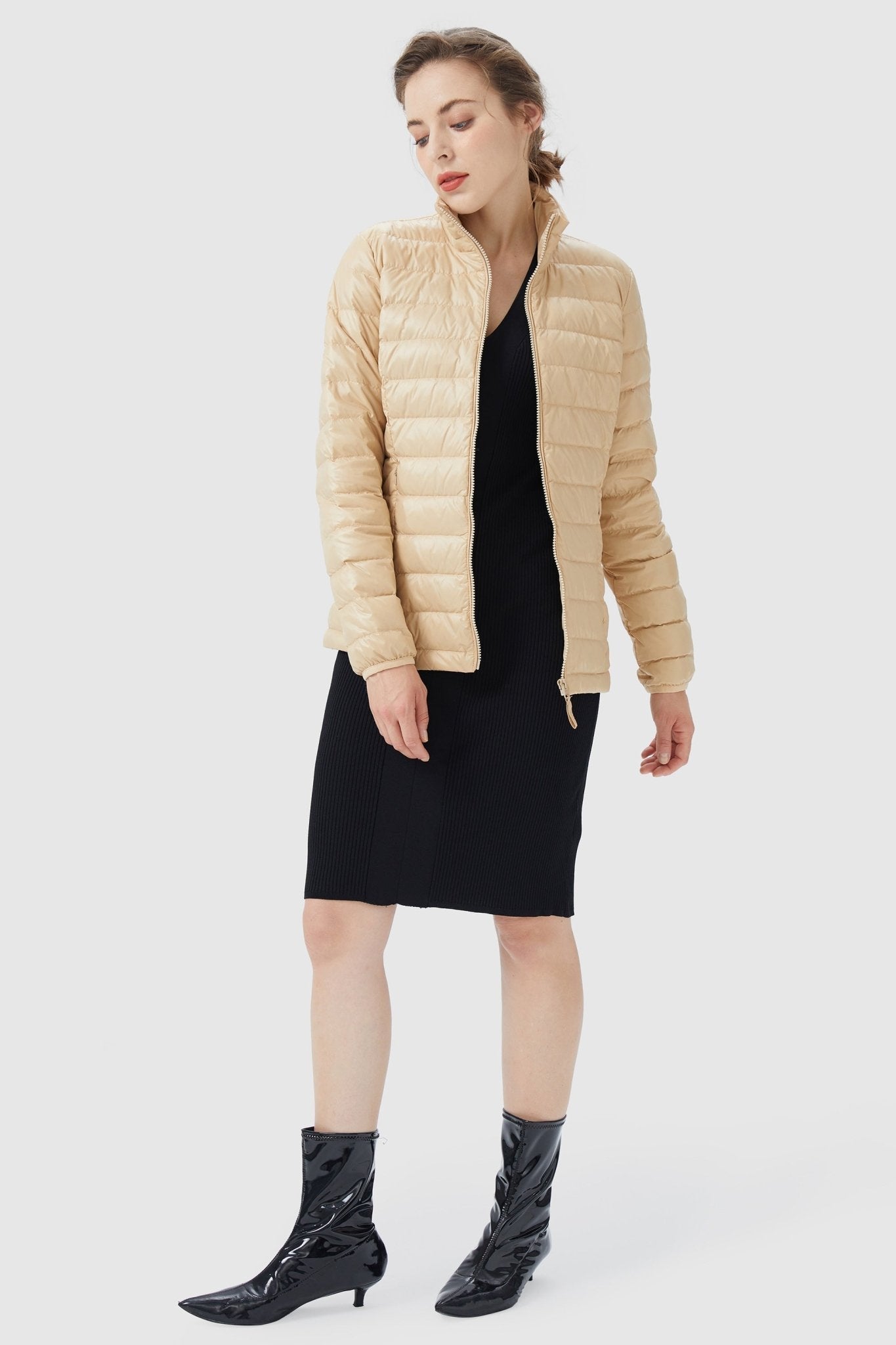 Lightweight Quilted Packable Down Jacket - Orolay, #color_khaki
