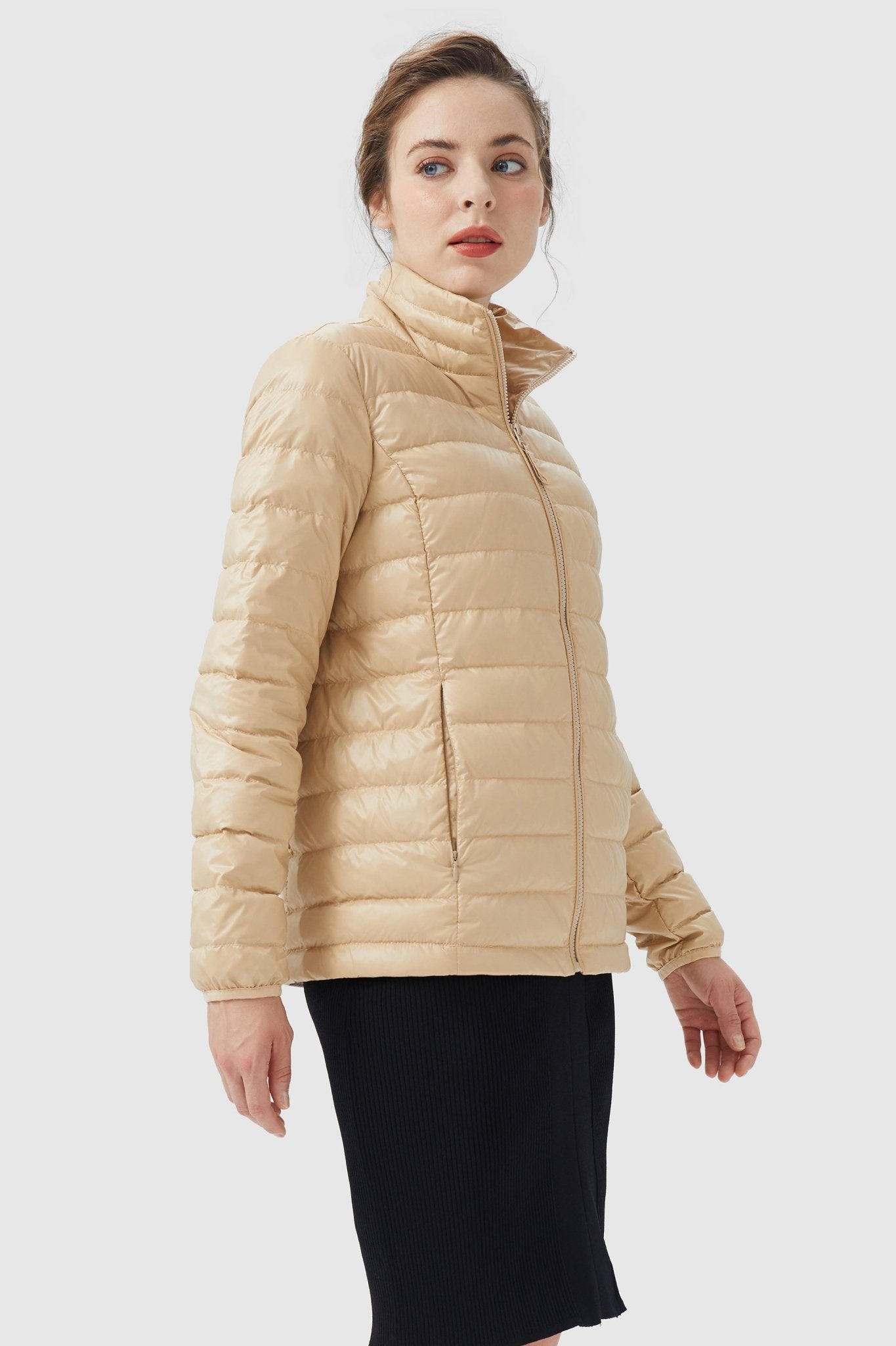 Lightweight Quilted Packable Down Jacket - Orolay, #color_khaki