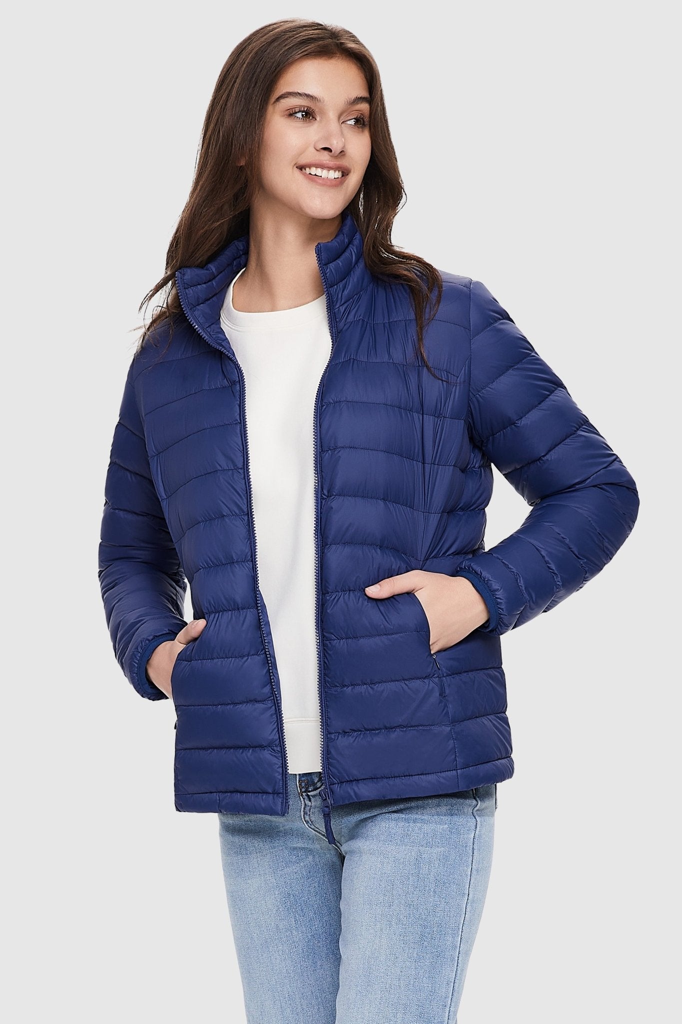 Lightweight Quilted Packable Down Jacket - Orolay, #color_navy