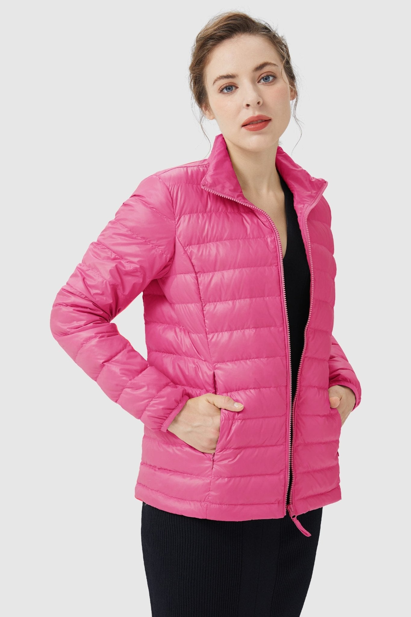 Lightweight Quilted Packable Down Jacket - Orolay, #color_Pink