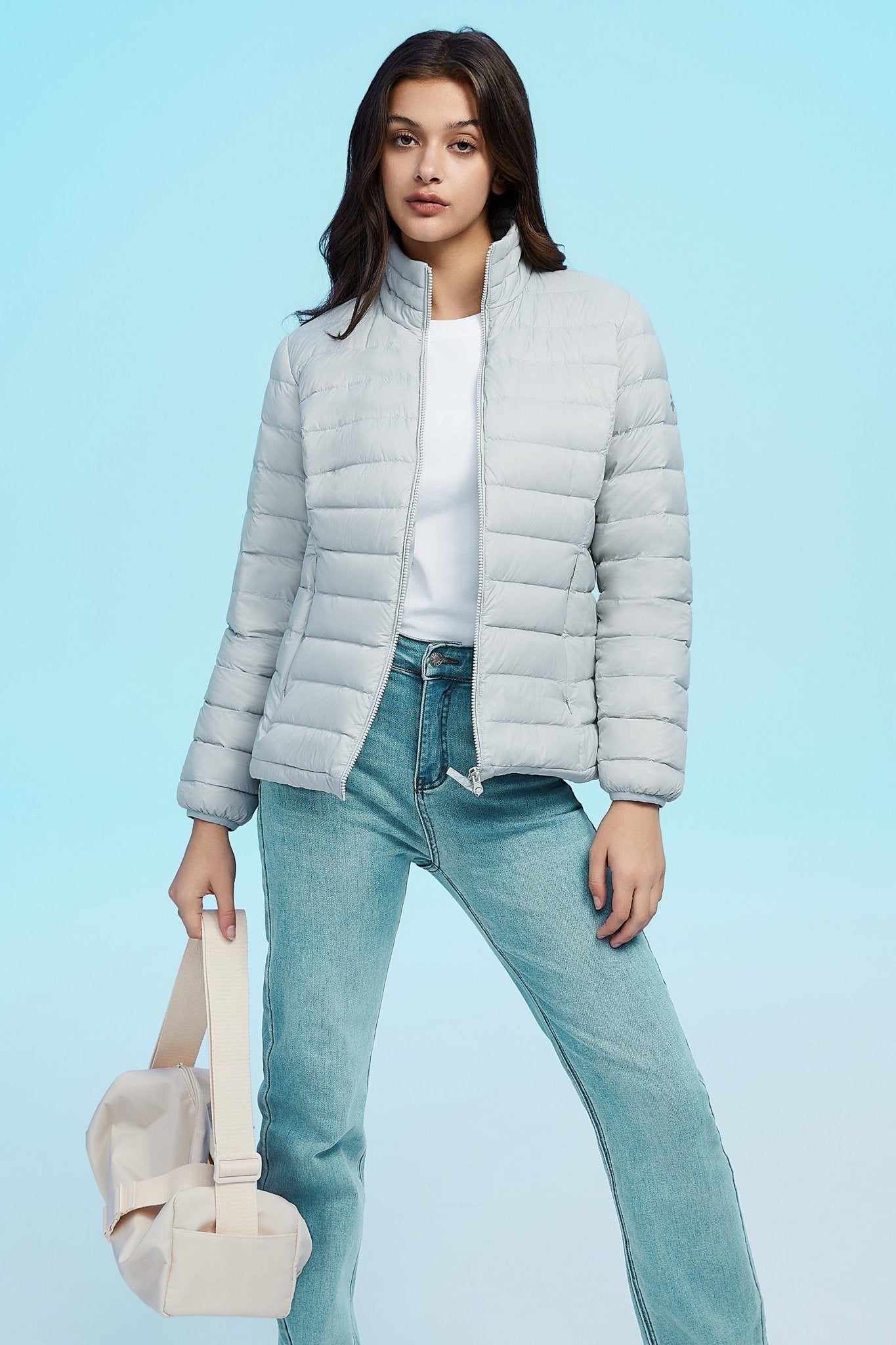 Lightweight Quilted Packable Down Jacket - Orolay, #color_Lightgray