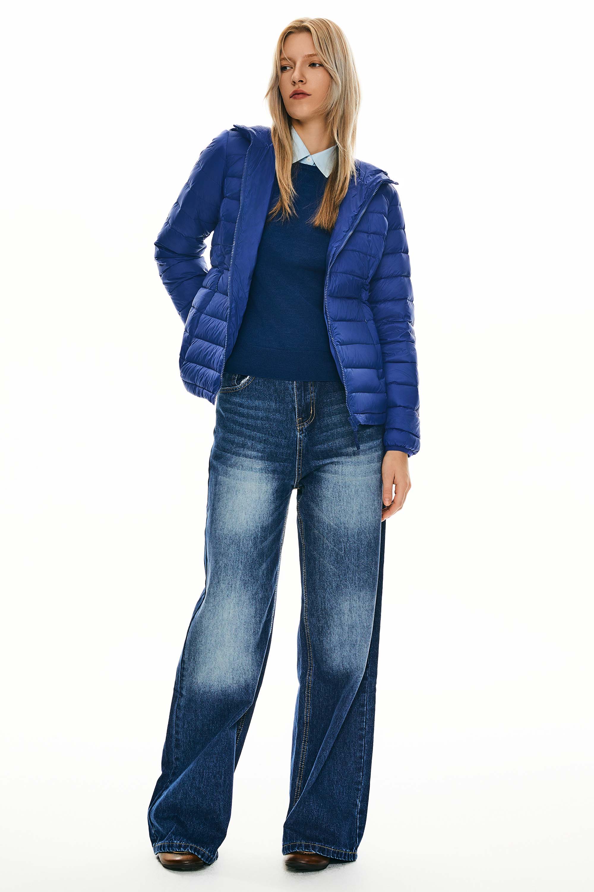 Orolay-Lightweight Packable Down Jacket with Stand Collar-#color_navy