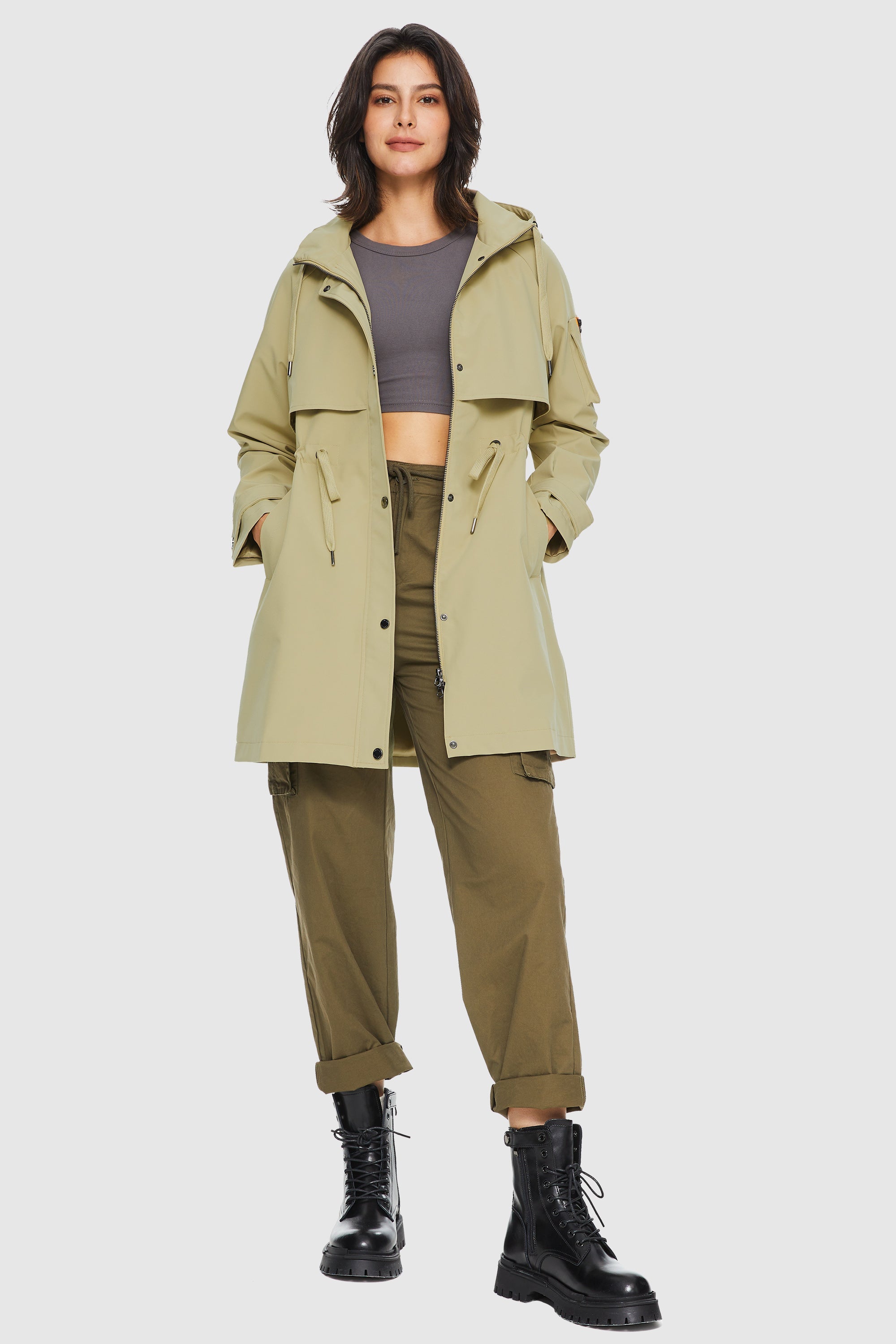Orolay-Long Hooded Windbreaker-#color_Yellow–Olive