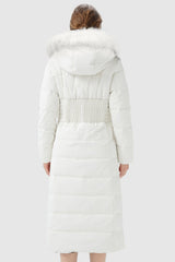 Orolay-Long Puffer Coat with Hood Fur-Long Puffer Coat with Hood Fur - Orolay, #color_off-White