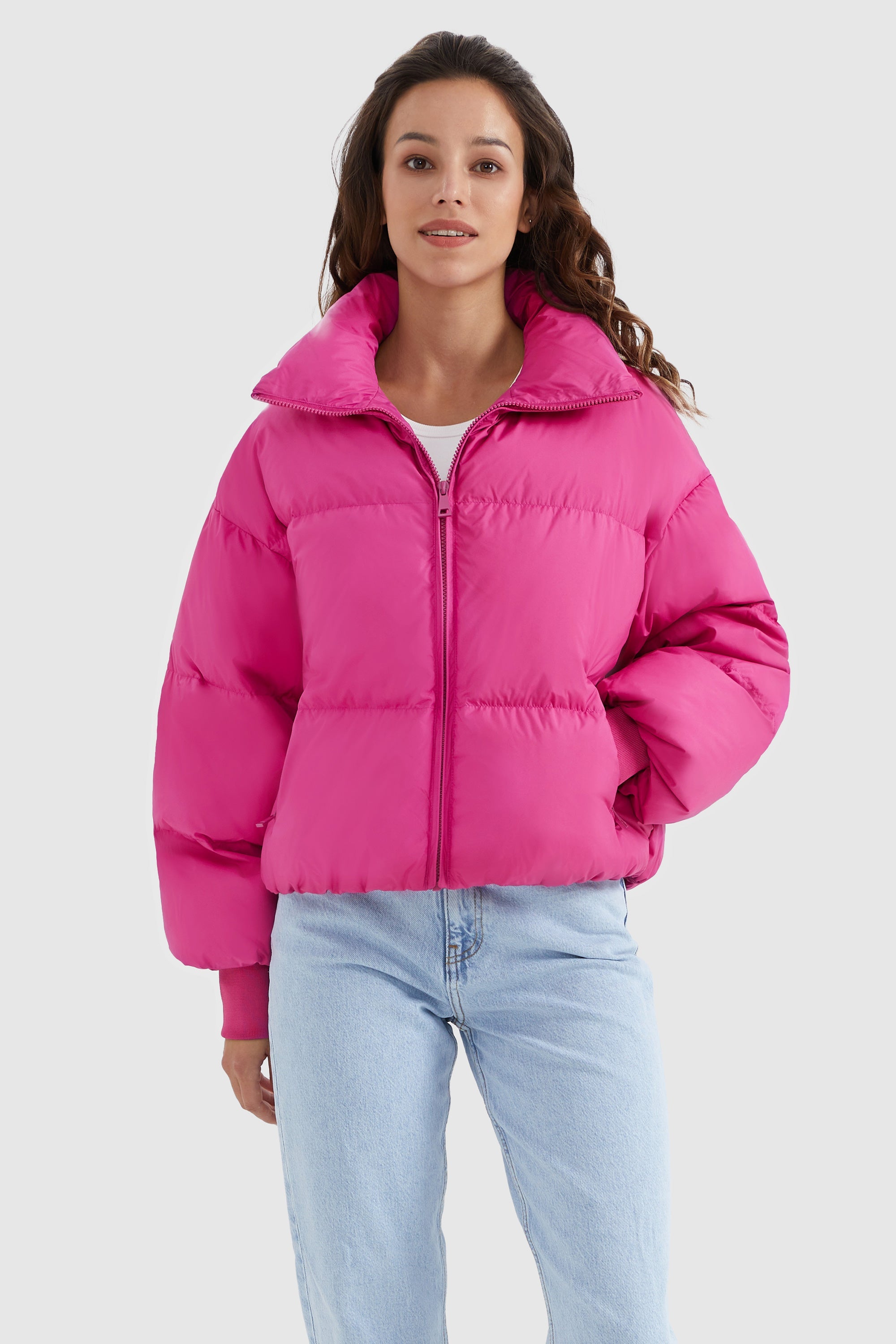 Orolay-Puff-O Classics Short Oversized Down Coat-#color_rose