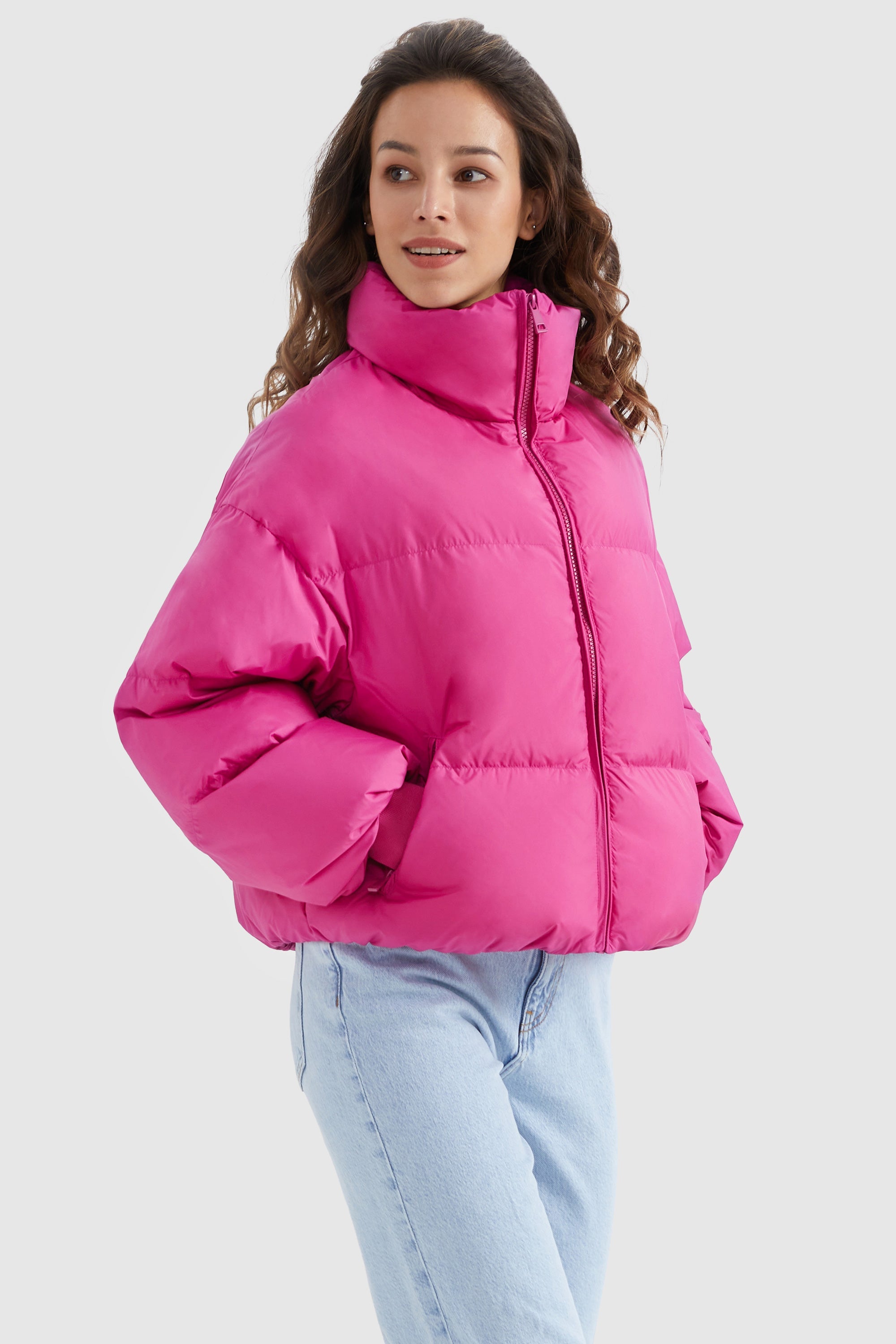 Orolay-Puff-O Classics Short Oversized Down Coat-#color_rose
