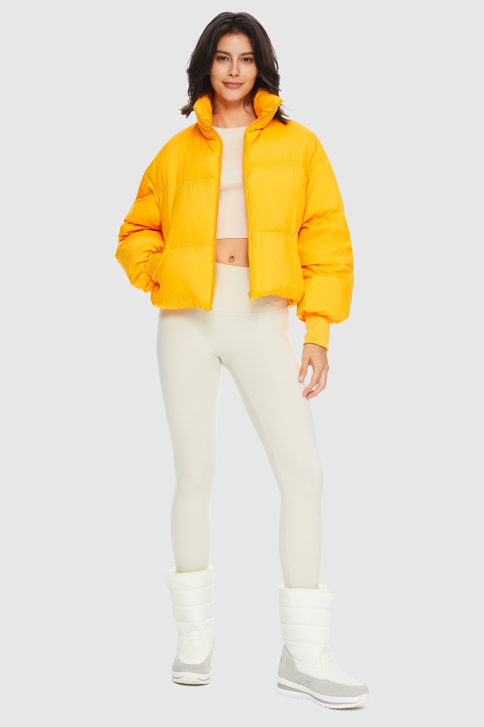 Orolay-Puff-O Classics Short Oversized Down Coat-Orolay-Puff-O Classics Short Oversized Down Coat-#color_Bright Marigold
