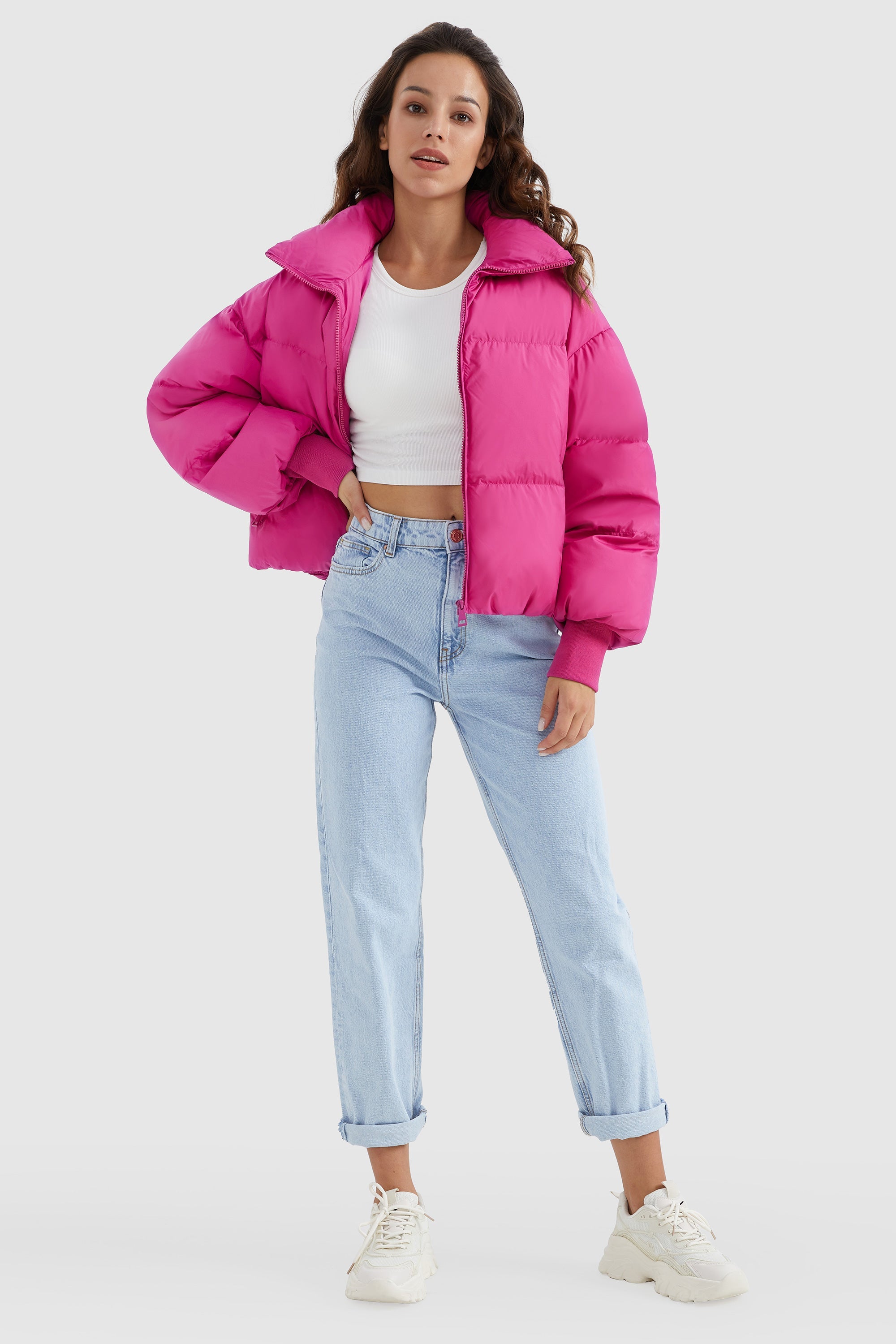 Orolay-Puff-O Classics Short Oversized Down Coat-#color_rose
