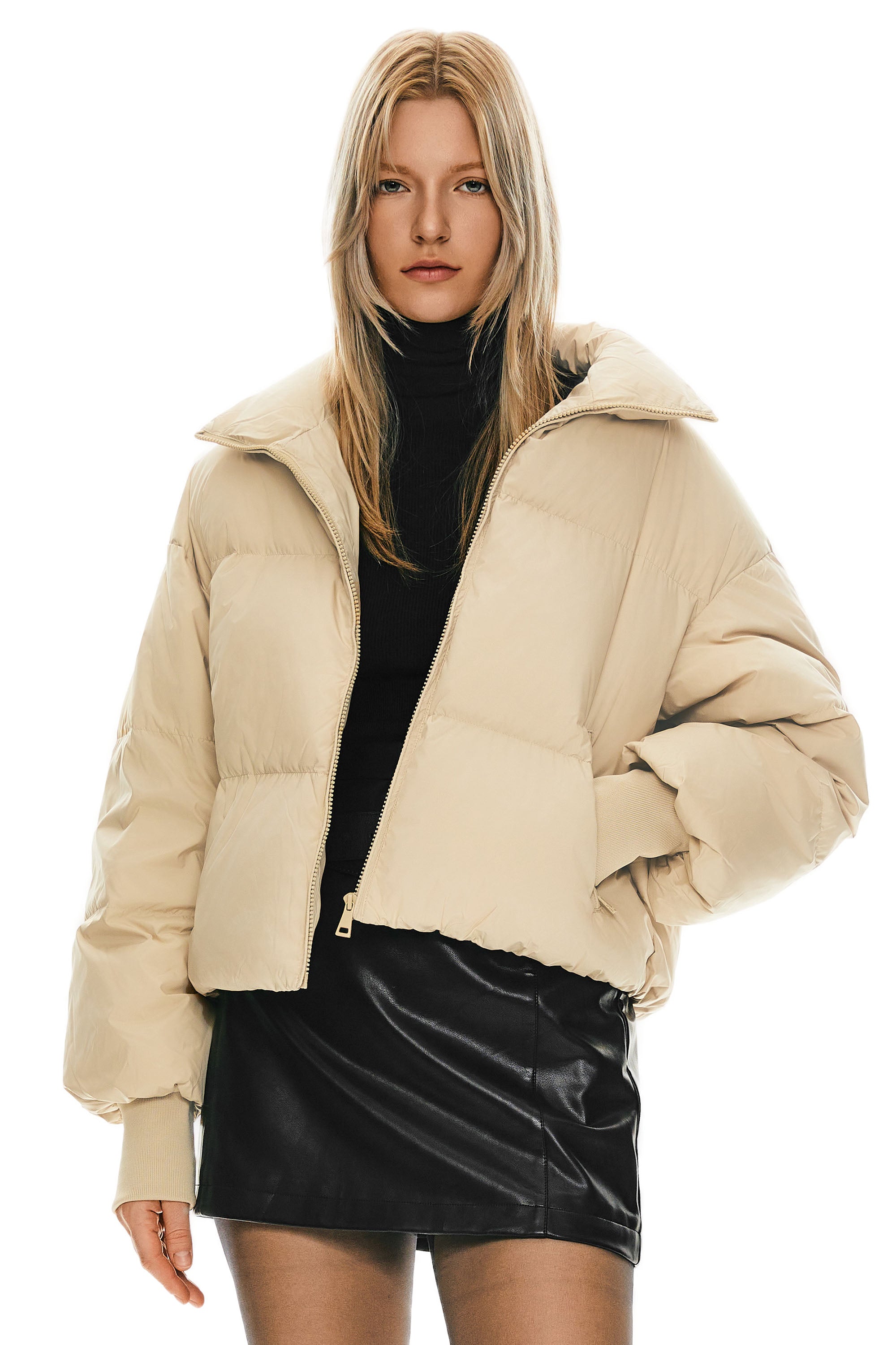 Orolay-Puff-O Classics Short Oversized Down Coat-#color_Frosted Almond