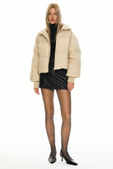 Orolay-Puff-O Classics Short Oversized Down Coat-#color_Frosted Almond