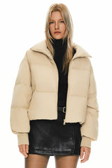 Orolay-Puff-O Classics Short Oversized Down Coat-#color_Frosted Almond