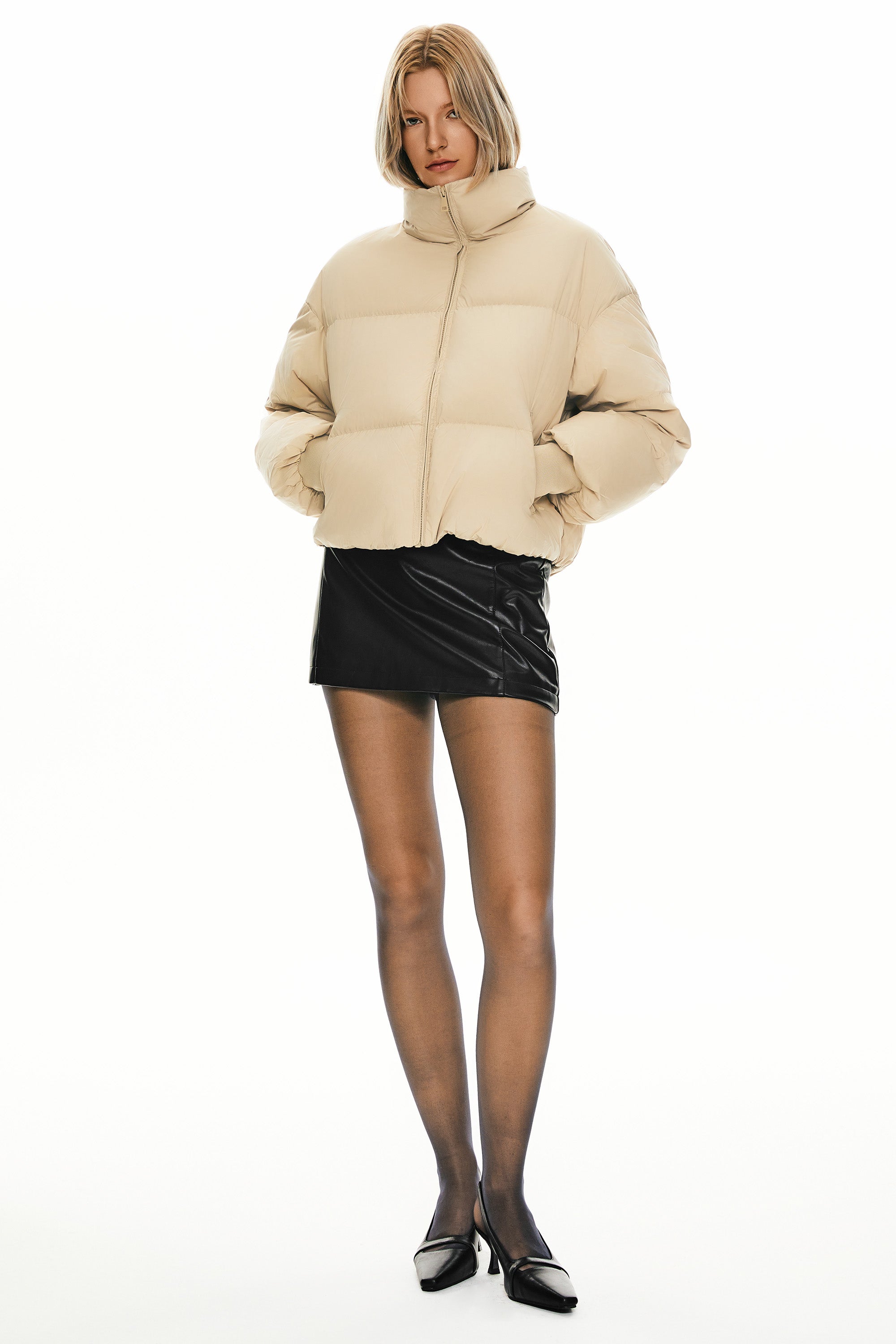 Orolay-Puff-O Classics Short Oversized Down Coat-#color_Frosted Almond
