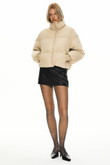 Orolay-Puff-O Classics Short Oversized Down Coat-#color_Frosted Almond