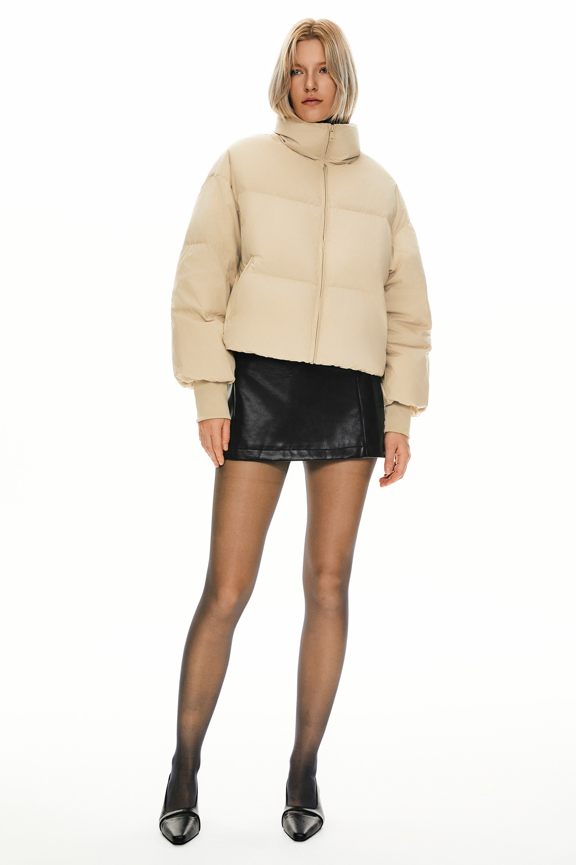 Orolay-Puff-O Classics Short Oversized Down Coat-#color_Frosted Almond