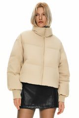 Orolay-Puff-O Classics Short Oversized Down Coat-#color_Frosted Almond