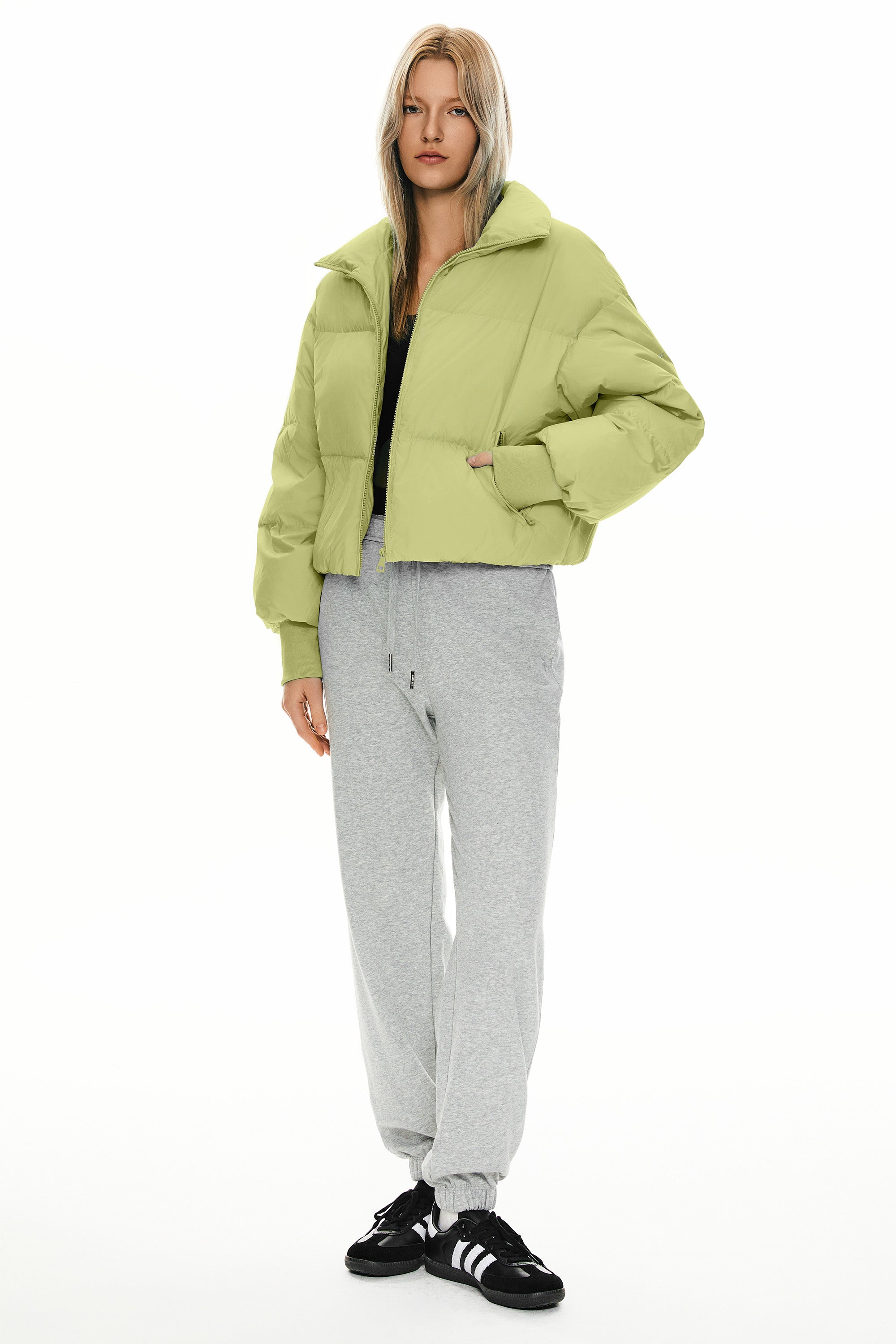 Orolay-Puff-O Classics Short Oversized Down Coat-#color_Leaf Green
