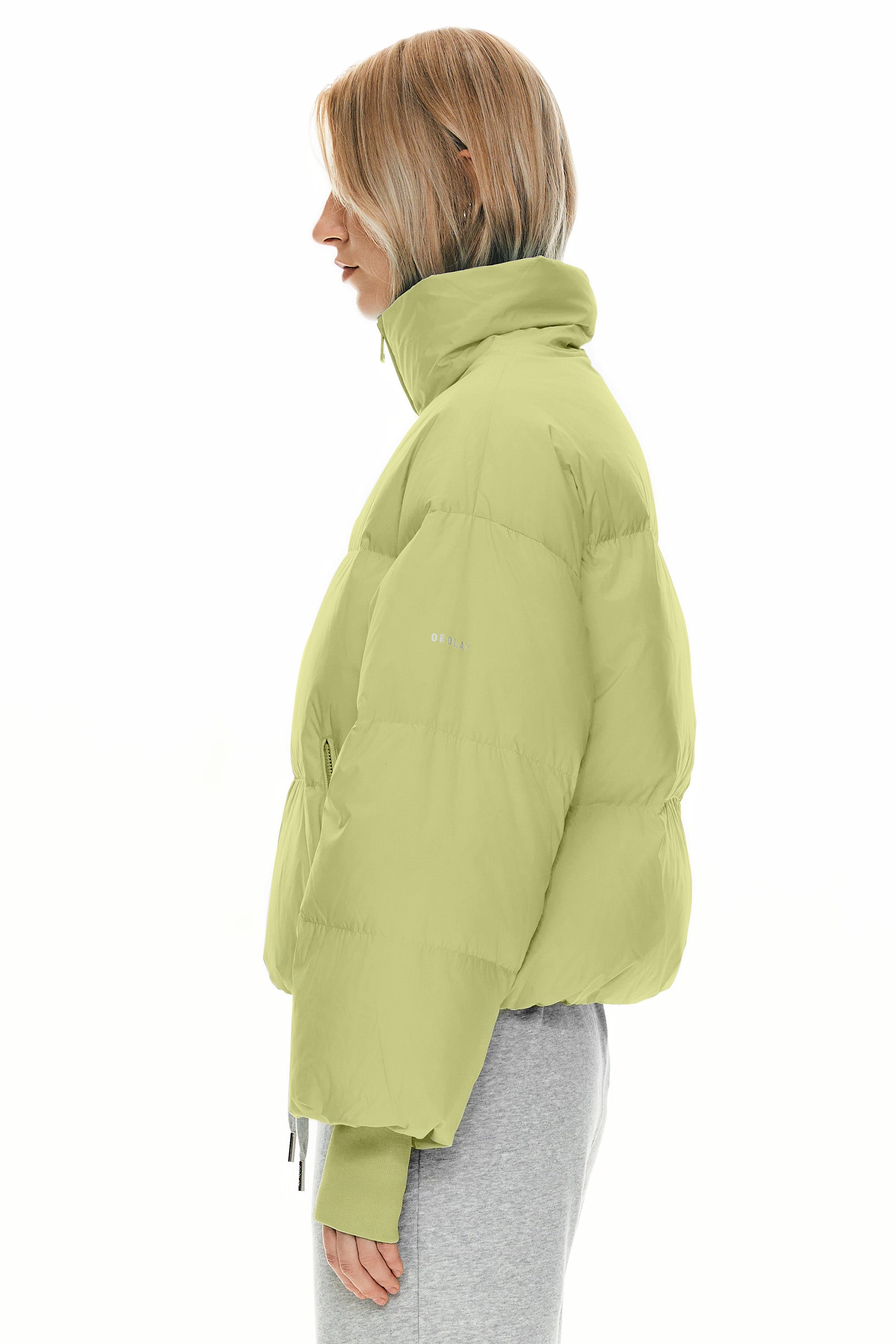 Orolay-Puff-O Classics Short Oversized Down Coat-#color_Leaf Green