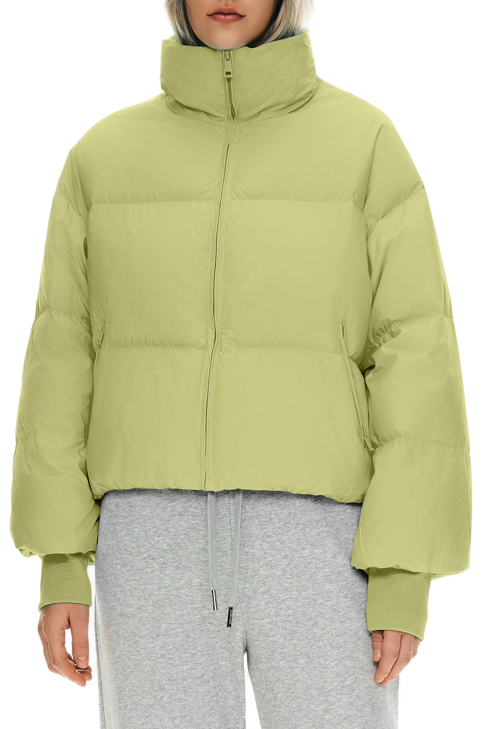 Orolay-Puff-O Classics Short Oversized Down Coat-#color_Leaf Green