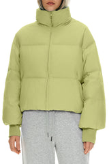 Orolay-Puff-O Classics Short Oversized Down Coat-#color_Leaf Green