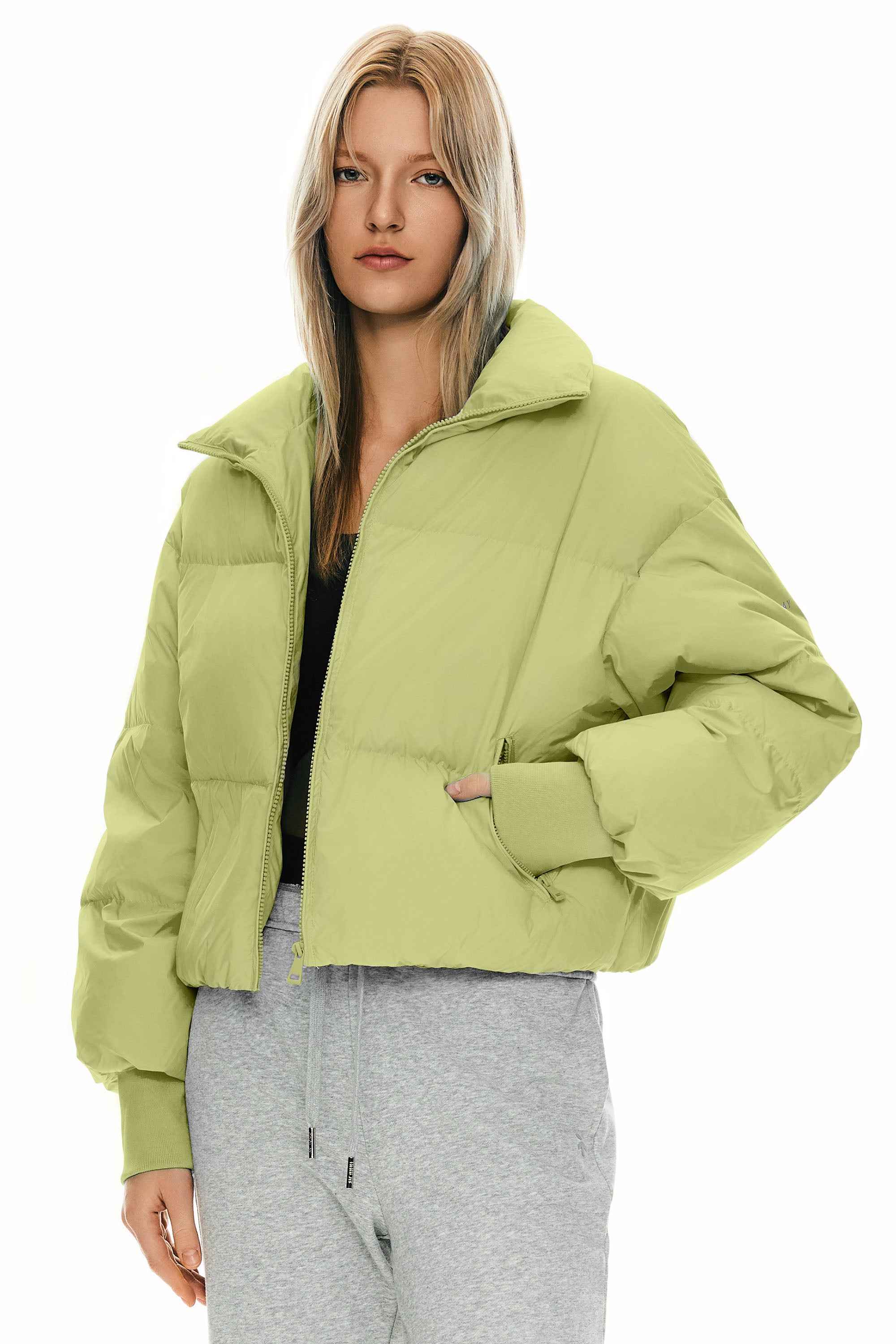 Orolay-Puff-O Classics Short Oversized Down Coat-#color_Leaf Green