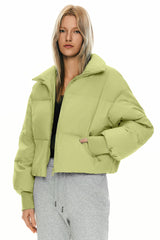 Orolay-Puff-O Classics Short Oversized Down Coat-#color_Leaf Green
