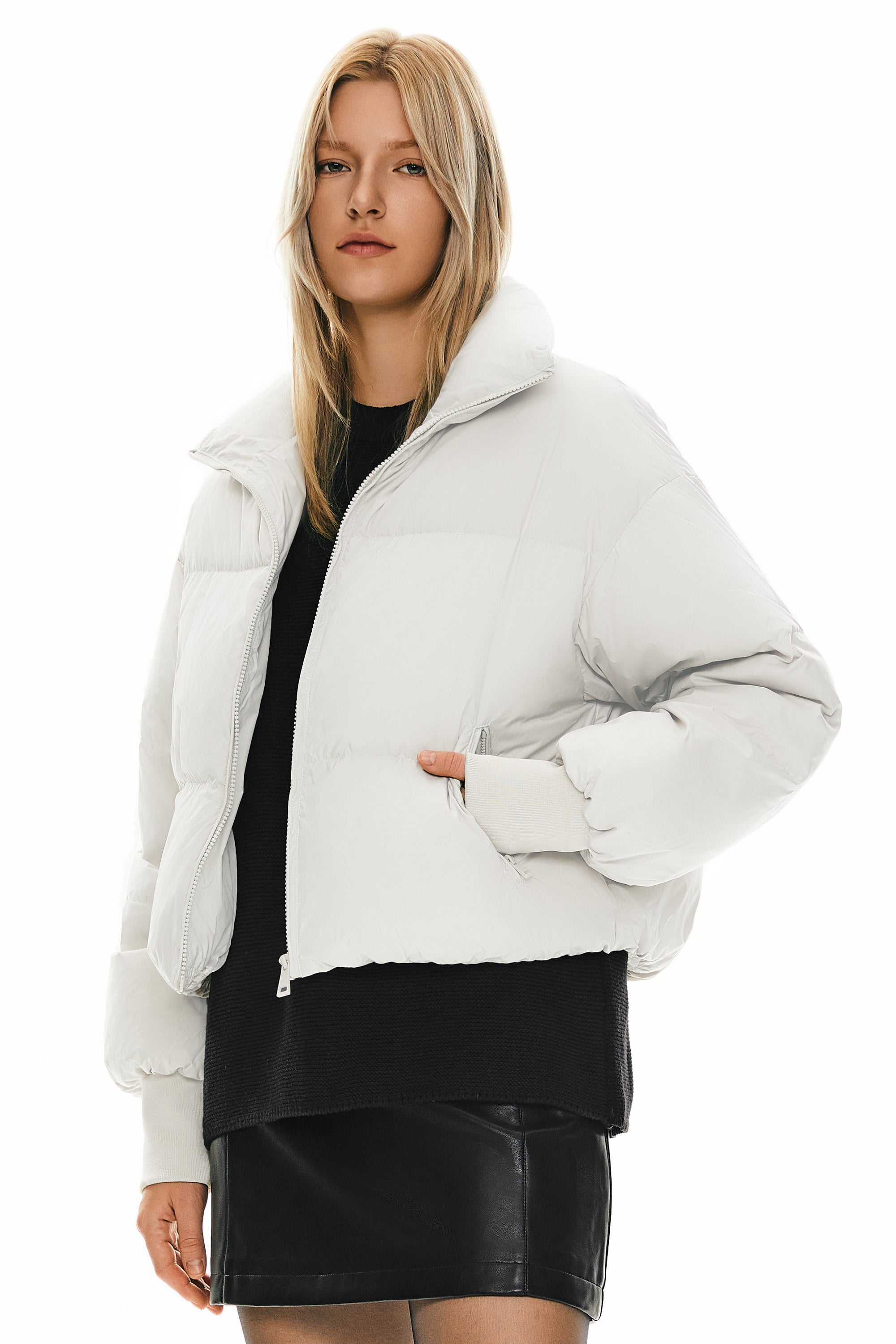 Orolay-Puff-O Classics Short Oversized Down Coat-#color_White